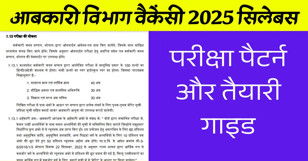 Abkari Vibhag Vacancy 2025 Syllabus